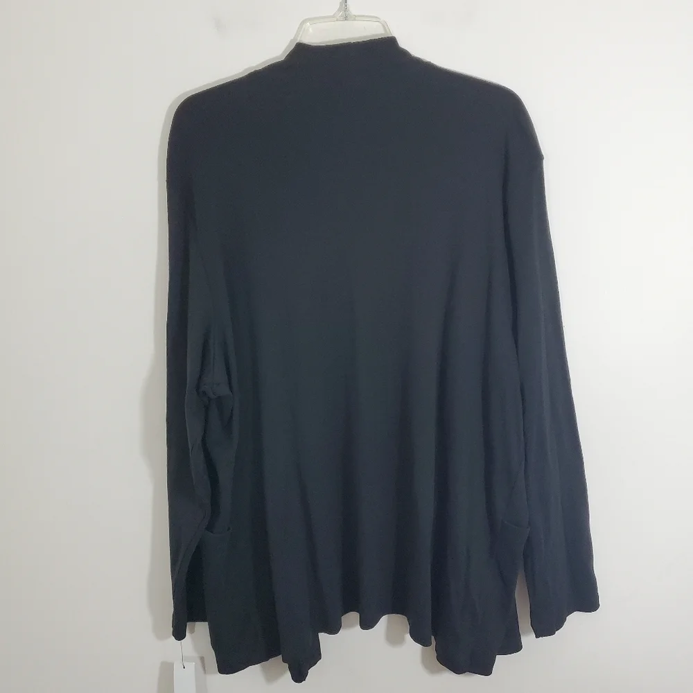 NWT Rafaella Cardigan Sweater Lightweight Black Open Front Modern Casual Knit 3X